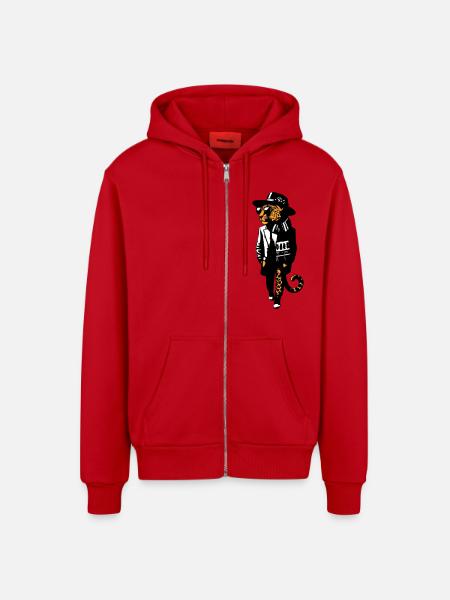 Leopard dandy - Organic Relaxed Hooded Jacket Made in EU - red