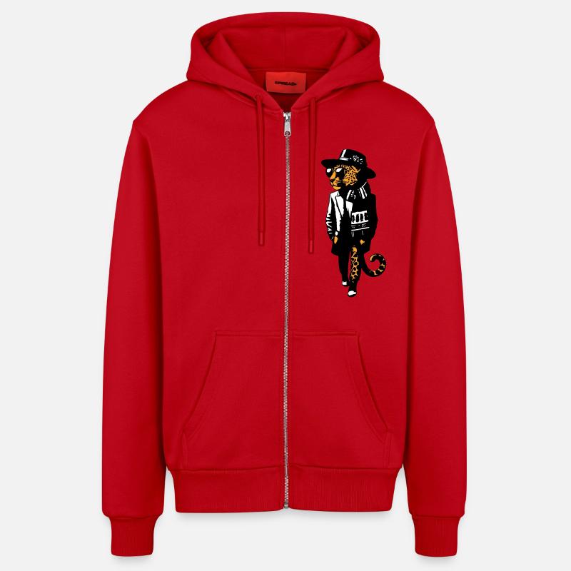 Leopard dandy - Veste à capuche bio décontractée fabriquée en UE - rouge