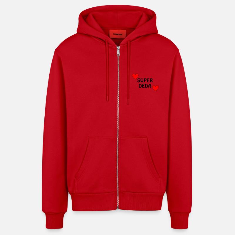 super Deda - Veste à capuche bio décontractée fabriquée en UE - rouge