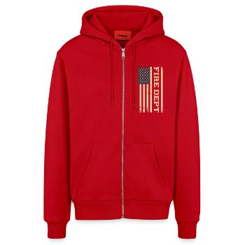 Fire brigade - Organic Relaxed Hooded Jacket Made in EU - red - Front