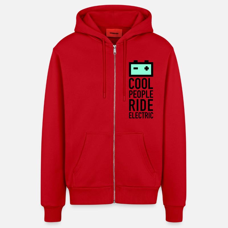 batery_2f - Veste à capuche bio décontractée fabriquée en UE - rouge