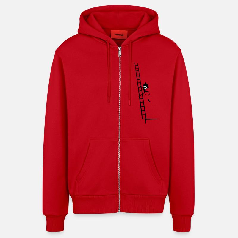 climb & fall - Organic Relaxed Kapuzenjacke Made in EU - Rot