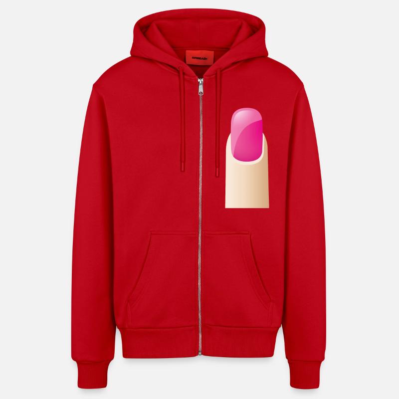 Smiley Fingernail - Veste à capuche bio décontractée fabriquée en UE - rouge
