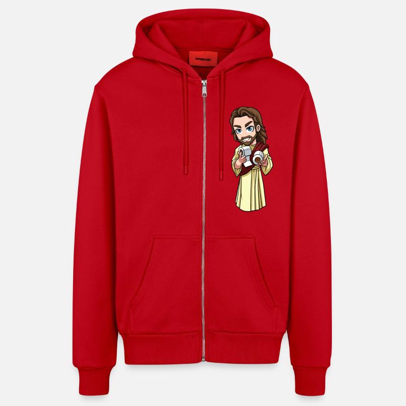 Papier toilette Jésus - Veste à capuche bio décontractée fabriquée en UE - rouge
