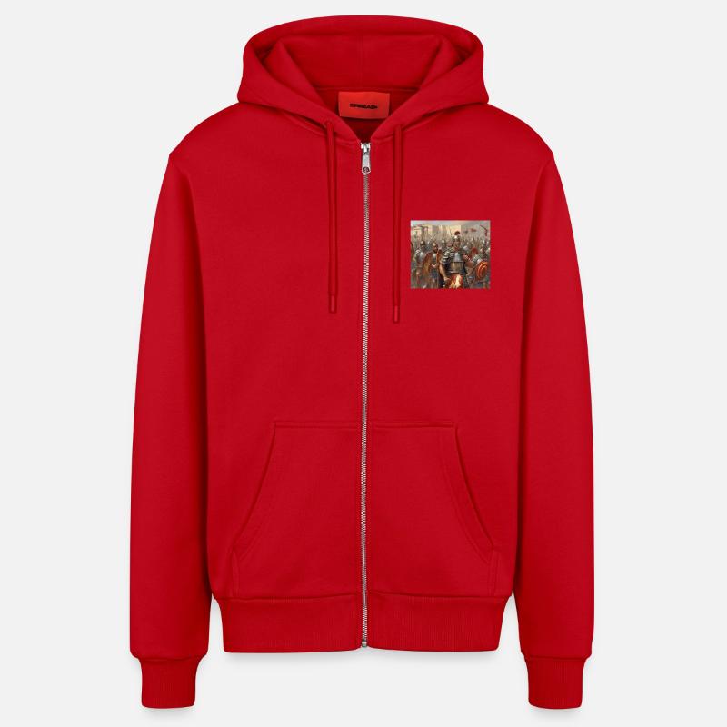 Commandez stop ! - Veste à capuche bio décontractée fabriquée en UE - rouge