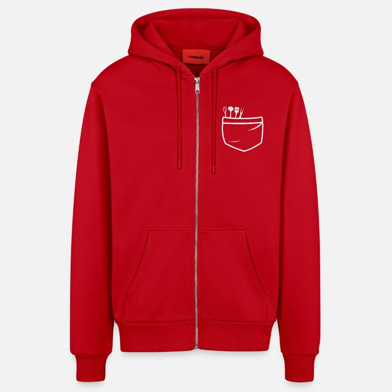 Kitchen Tool Bag Pattern - Organic Relaxed Hooded Jacket Made in EU - red