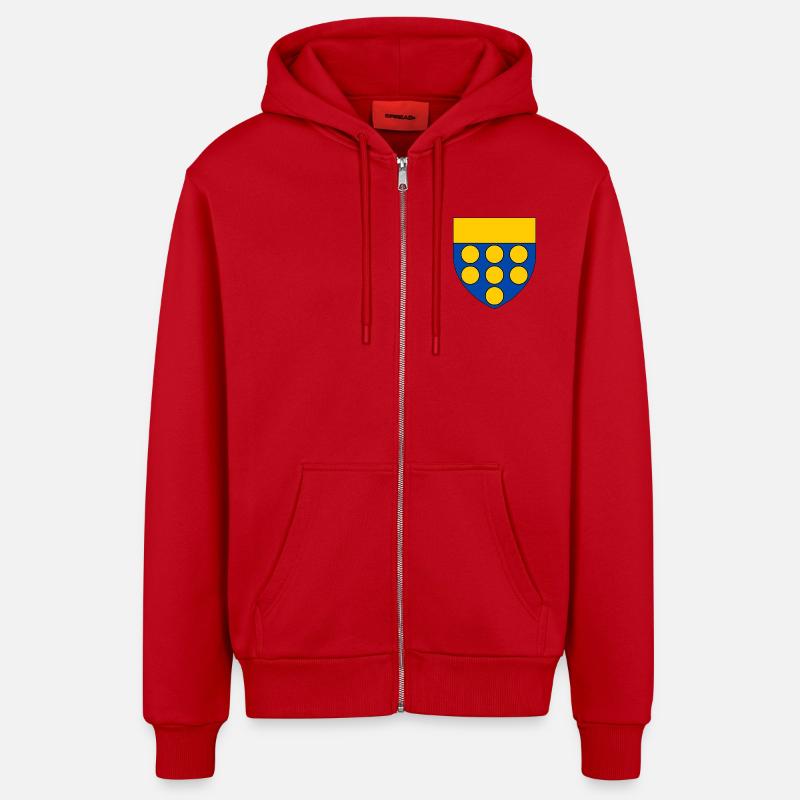 Blason de la Brie - Veste à capuche bio décontractée fabriquée en UE - rouge