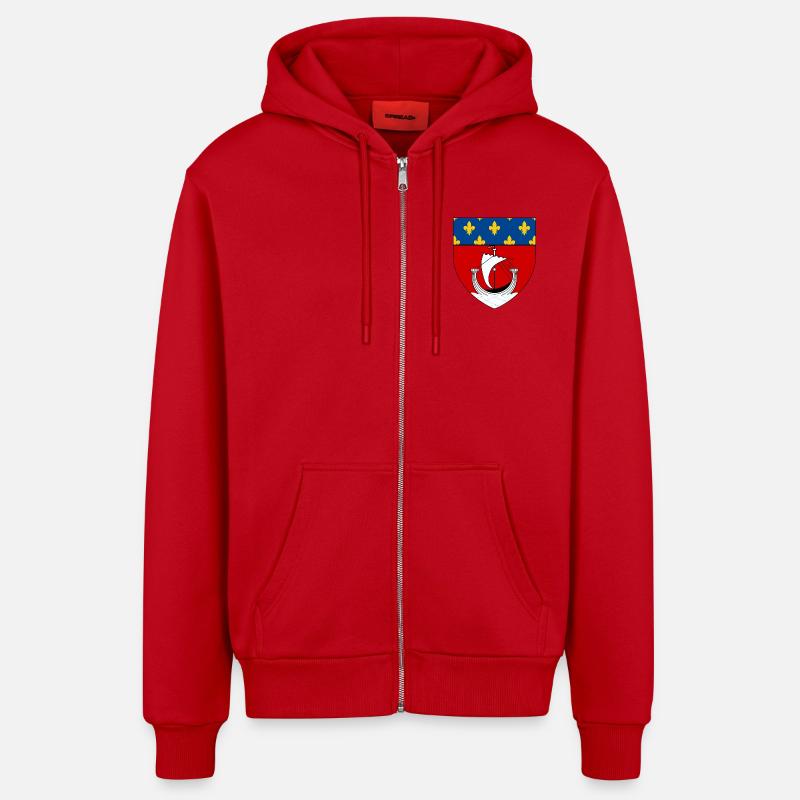 Blason héraldique de Paris - Veste à capuche bio décontractée fabriquée en UE - rouge