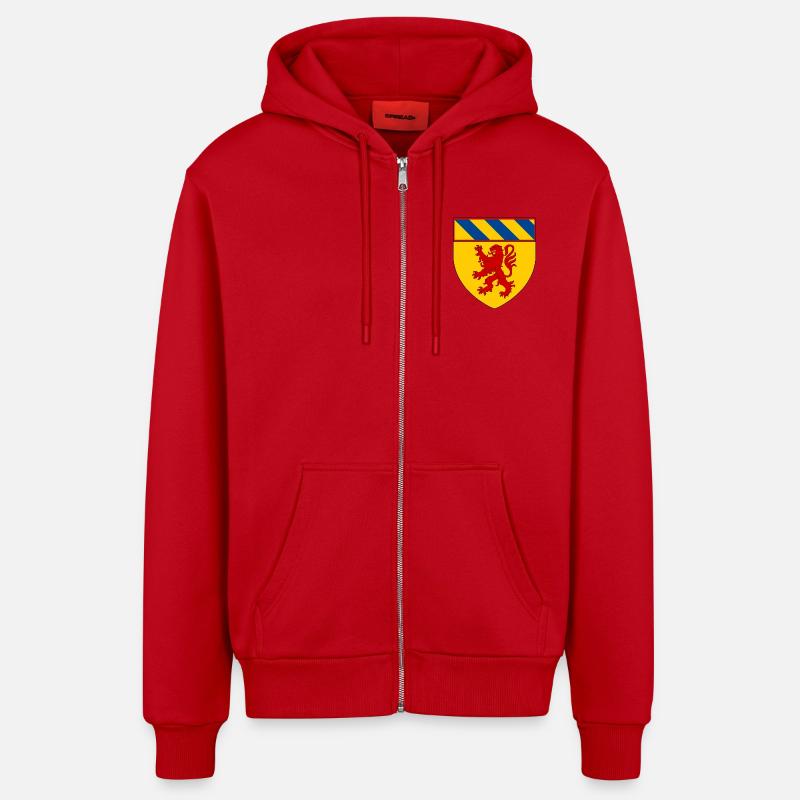 Blason d'Autun - Veste à capuche bio décontractée fabriquée en UE - rouge