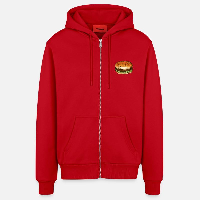 hamburger - Veste à capuche bio décontractée fabriquée en UE - rouge