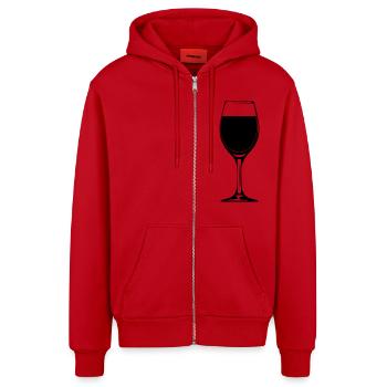 Wine wine wine bottle design - Organic Relaxed Hooded Jacket Made in EU - red - Front
