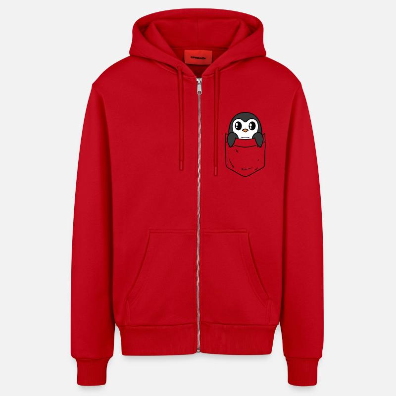 Pinguin Penguin Lover - Veste à capuche bio décontractée fabriquée en UE - rouge