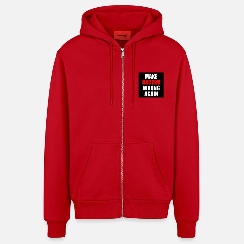 make racism wrong again - Organic Relaxed Kapuzenjacke Made in EU - Rot