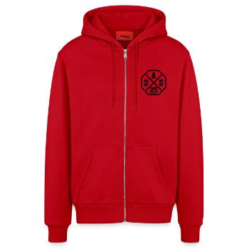 Dad 25 Vater Baby Papa 2025 Vatertagsgeschenk - Organic Relaxed Kapuzenjacke Made in EU - Rot - Vorne