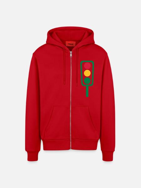 Traffic light - Organic Relaxed Hooded Jacket Made in EU - red
