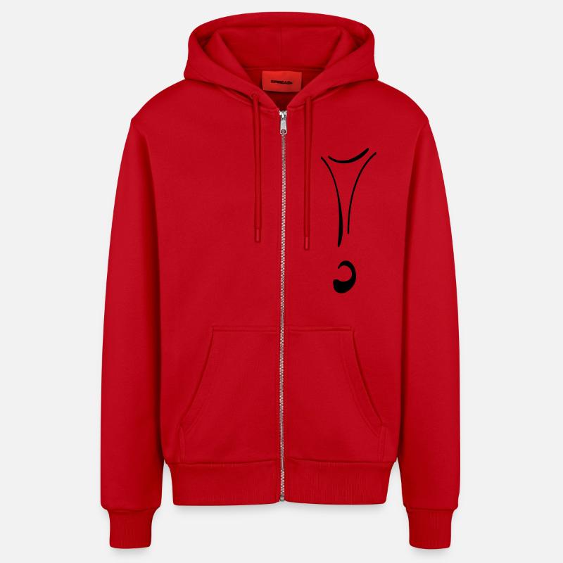 point d'exclamation - Veste à capuche bio décontractée fabriquée en UE - rouge