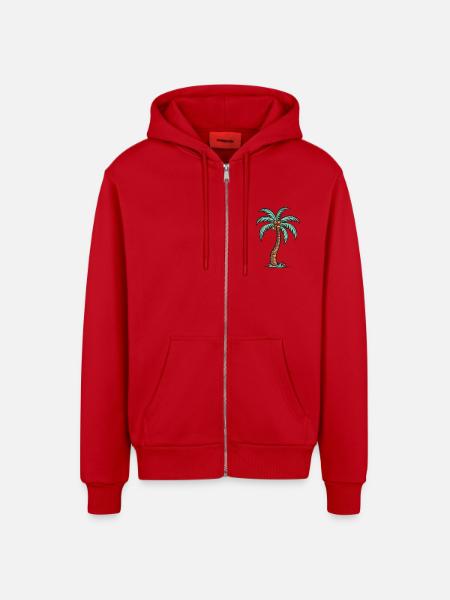 Palm Island - Organic Relaxed Hooded Jacket Made in EU - red