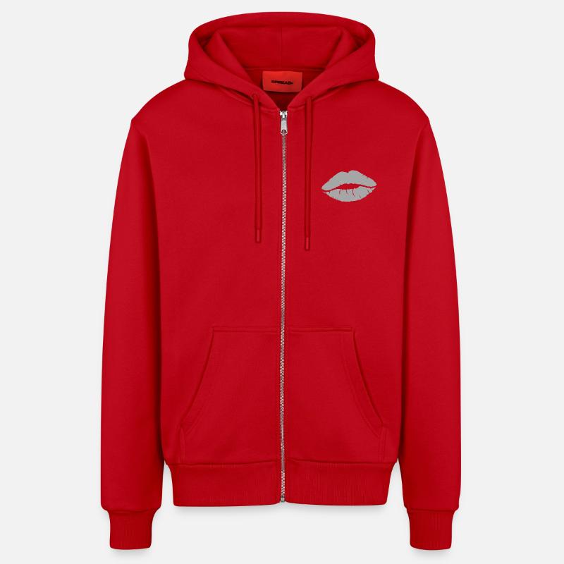 Baiser Gris - Veste à capuche bio décontractée fabriquée en UE - rouge