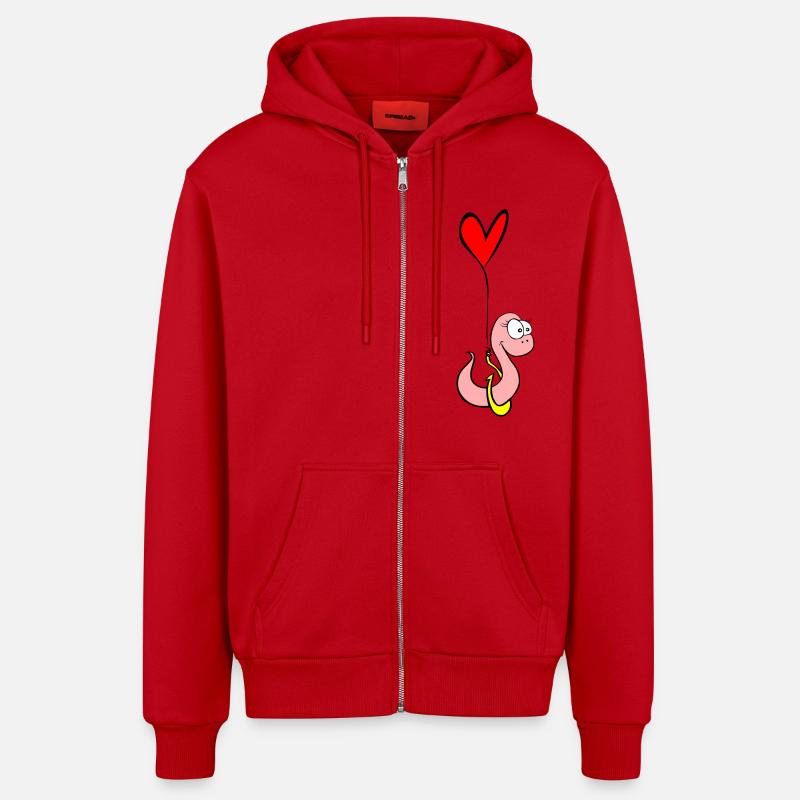 asticot amoureuse - Veste à capuche bio décontractée fabriquée en UE - rouge