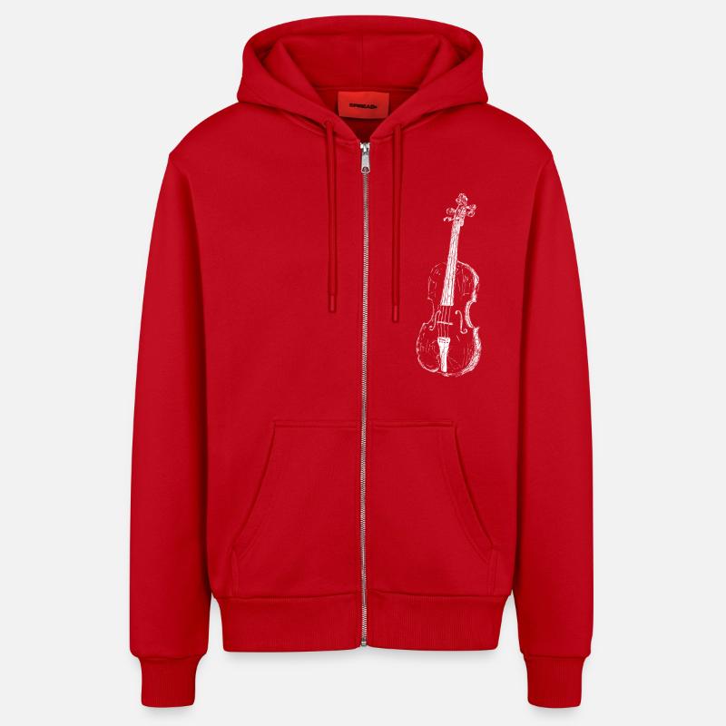 violon - Veste à capuche bio décontractée fabriquée en UE - rouge