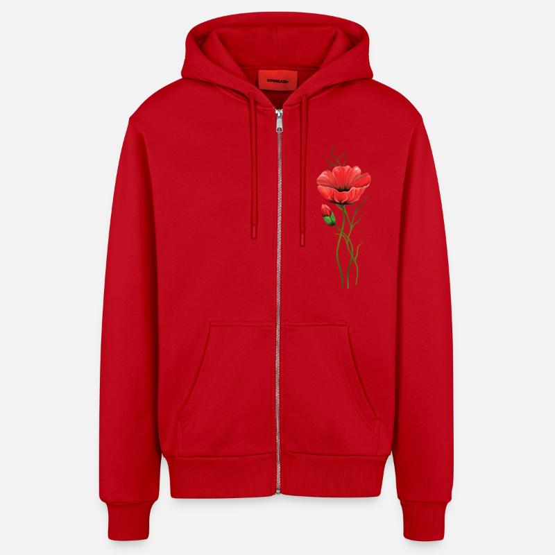 Fleur - Veste à capuche bio décontractée fabriquée en UE - rouge