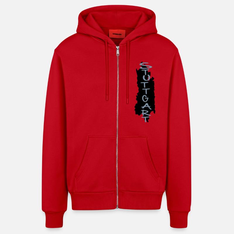 Stuttgart - Veste à capuche bio décontractée fabriquée en UE - rouge