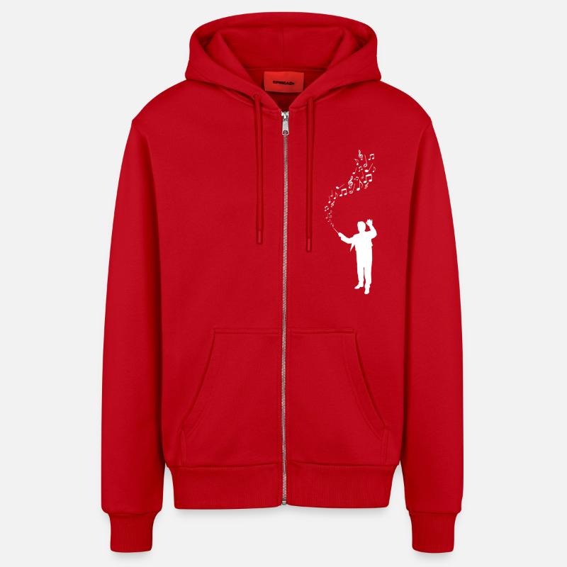 Dirigent - Maestro - Noten - weiß - Organic Relaxed Kapuzenjacke Made in EU - Rot