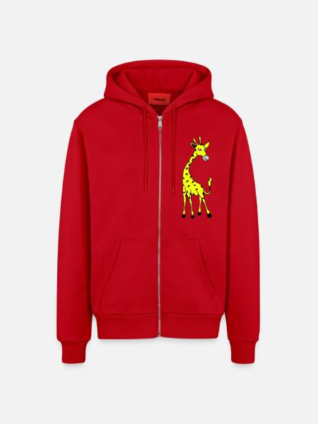 Giraffe 02 - Organic Relaxed Hooded Jacket Made in EU - red