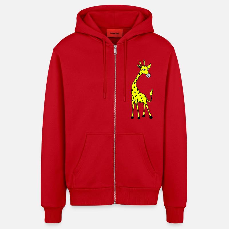 Girafe 02 - Veste à capuche bio décontractée fabriquée en UE - rouge