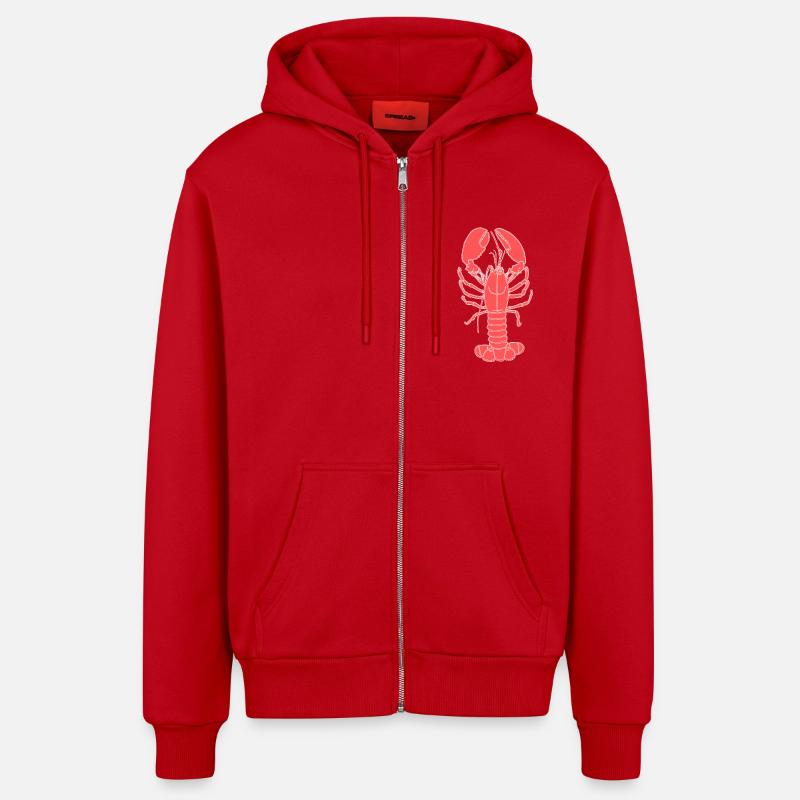 homard rouge - Veste à capuche bio décontractée fabriquée en UE - rouge
