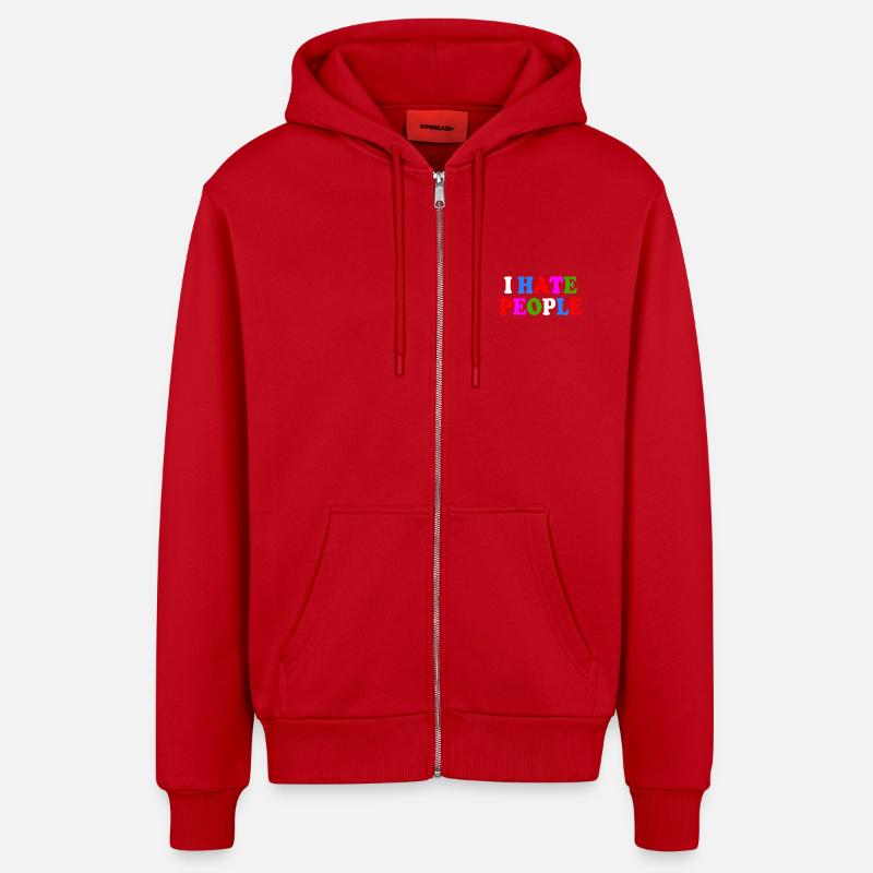I hate people - Veste à capuche bio décontractée fabriquée en UE - rouge