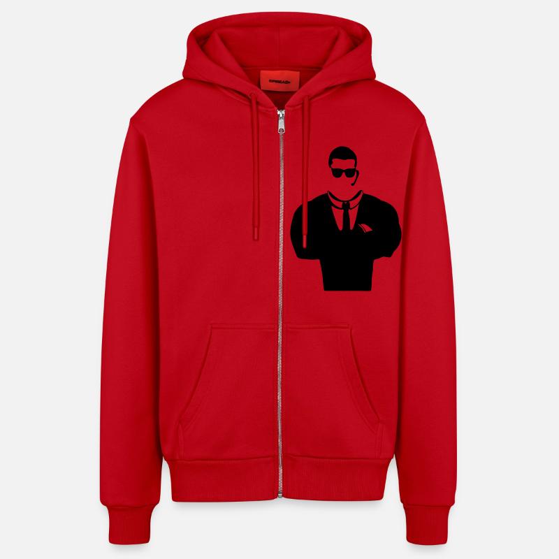 Security Guard Silhouette - Organic Relaxed Kapuzenjacke Made in EU - Rot