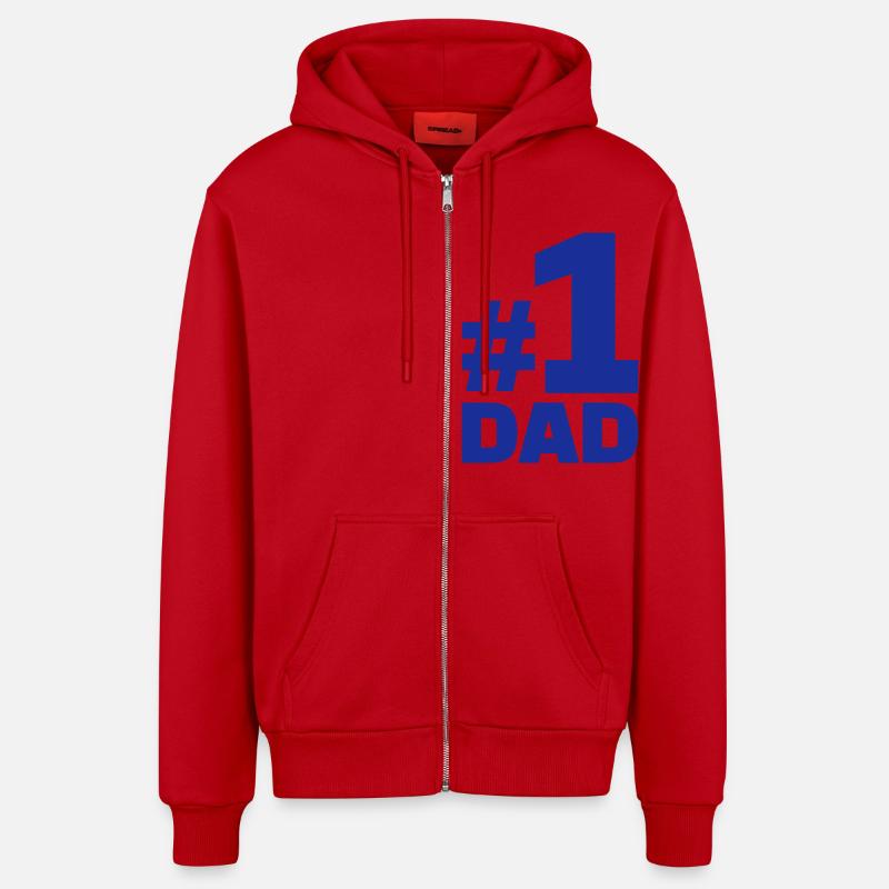 No. 1 Dad - Veste à capuche bio décontractée fabriquée en UE - rouge
