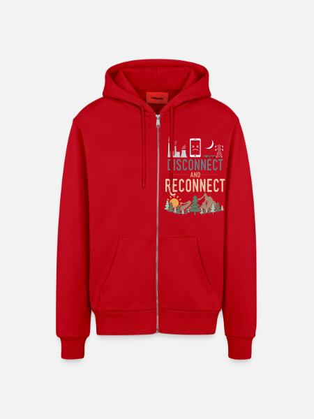 Disconnect And Reconnect - Organic Relaxed Hooded Jacket Made in EU - red