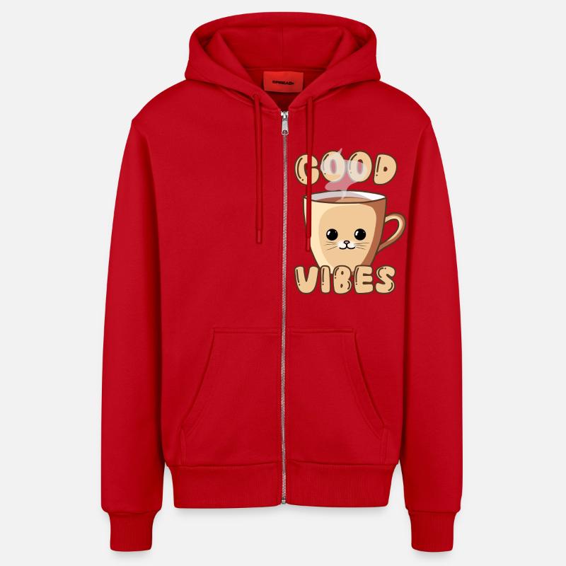 Tasse pour chat mignon - Veste à capuche bio décontractée fabriquée en UE - rouge