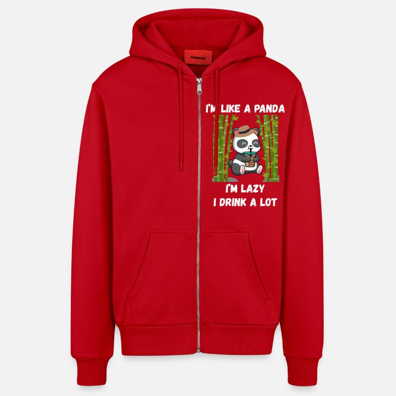 Lazy-Panda-Modus - Organic Relaxed Kapuzenjacke Made in EU - Rot