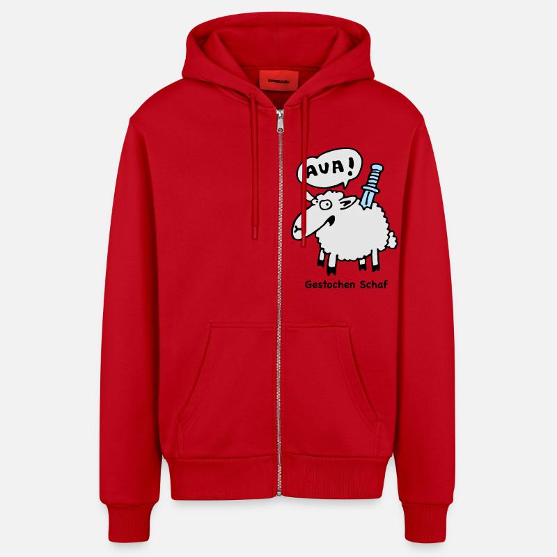 gestochen_schaf - Veste à capuche bio décontractée fabriquée en UE - rouge