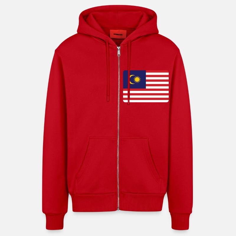 DRAPEAU DE LA MALAISIE - Veste à capuche bio décontractée fabriquée en UE - rouge