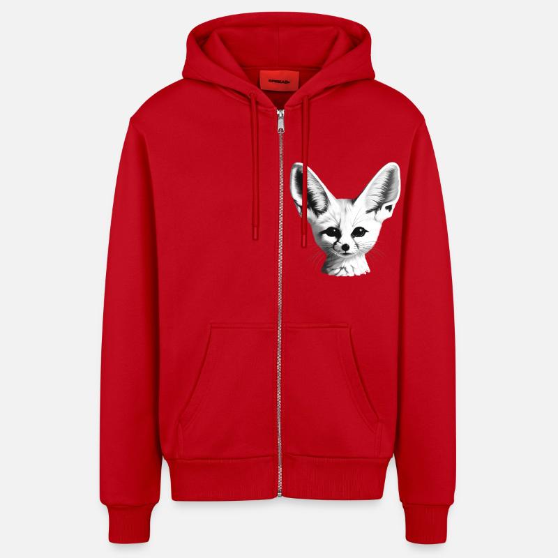 Fennec - Veste à capuche bio décontractée fabriquée en UE - rouge