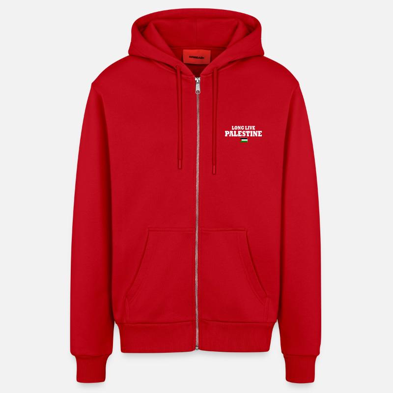 Long live palestine - Veste à capuche bio décontractée fabriquée en UE - rouge