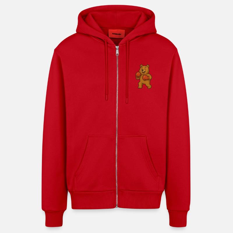 Boxer - Ours - Veste à capuche bio décontractée fabriquée en UE - rouge