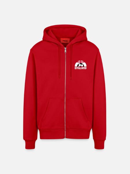 england - Organic Relaxed Hooded Jacket Made in EU - red