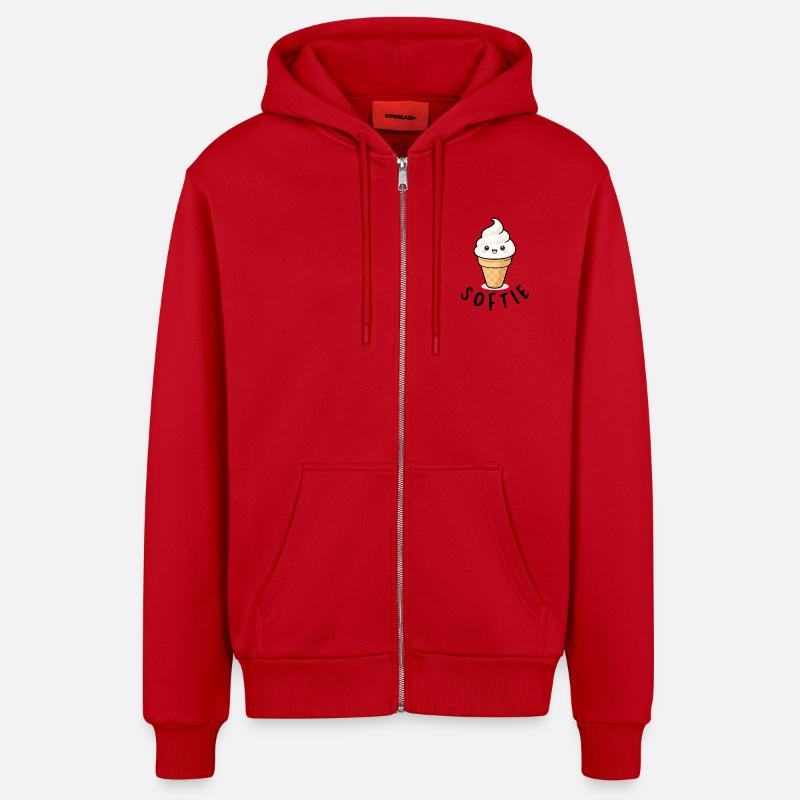 Softie Softeis Lover Eiscreme Icon Geschenk - Organic Relaxed Kapuzenjacke Made in EU - Rot