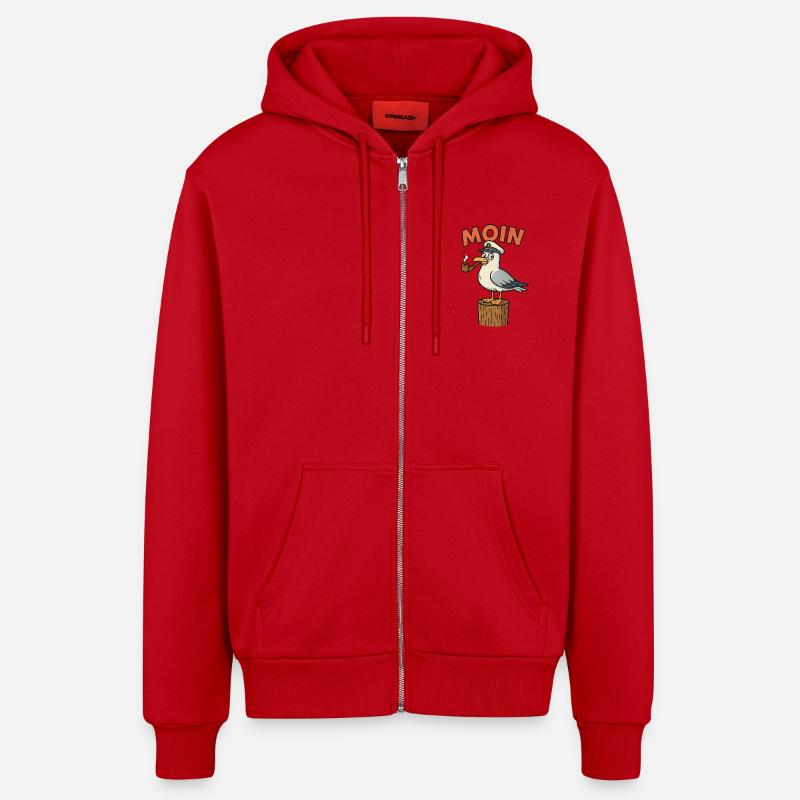 Moin Möwe - Organic Relaxed Kapuzenjacke Made in EU - Rot