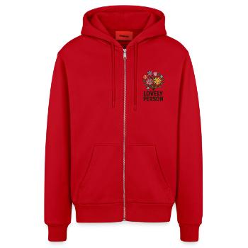 LOVLY PERSON - Organic Relaxed Kapuzenjacke Made in EU - Rot - Vorne