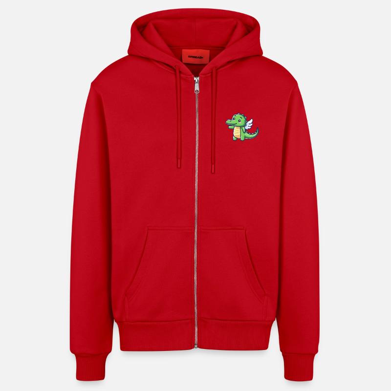 Ailes d’ange crocodile mignon - Veste à capuche bio décontractée fabriquée en UE - rouge