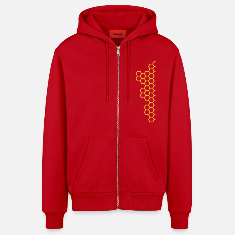 Honeycombs - Veste à capuche bio décontractée fabriquée en UE - rouge
