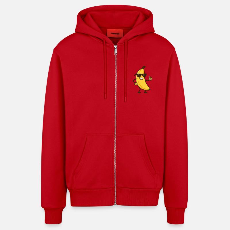 Banana Comic - Organic Relaxed Hooded Jacket Made in EU - red