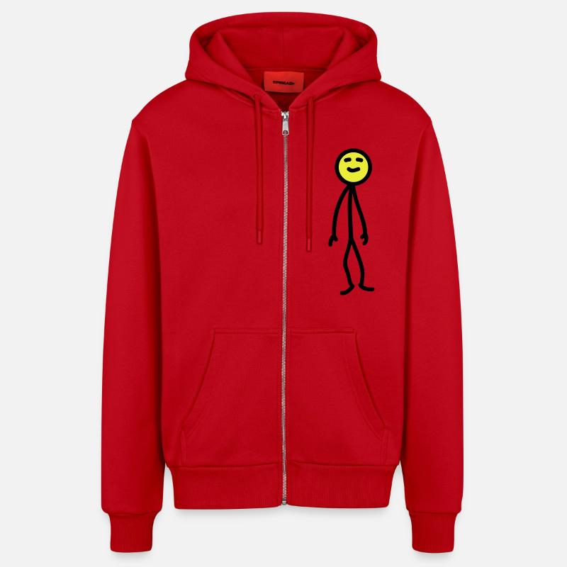 happy_man - Veste à capuche bio décontractée fabriquée en UE - rouge