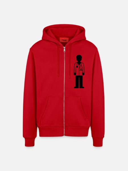 Doktor Arzt - Organic Relaxed Kapuzenjacke Made in EU - Rot
